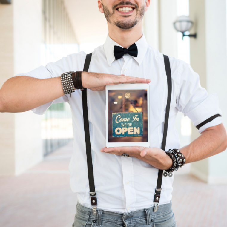 Digital Signage - Man holding Fun Sign